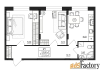 2 - комн.  квартира, 57.15 м², 1/4 эт.