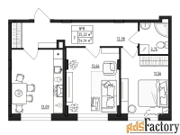 2 - комн.  квартира, 54.14 м², 1/4 эт.