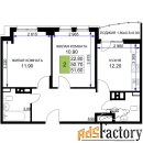 2 - комн.  квартира, 51.7 м², 3/12 эт.