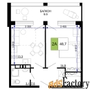 2 - комн.  квартира, 48.7 м², 2/9 эт.