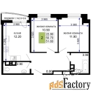 2 - комн.  квартира, 51.85 м², 5/9 эт.