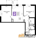 2 - комн.  квартира, 53.79 м², 23/23 эт.