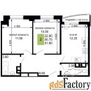 2 - комн.  квартира, 51.35 м², 6/9 эт.